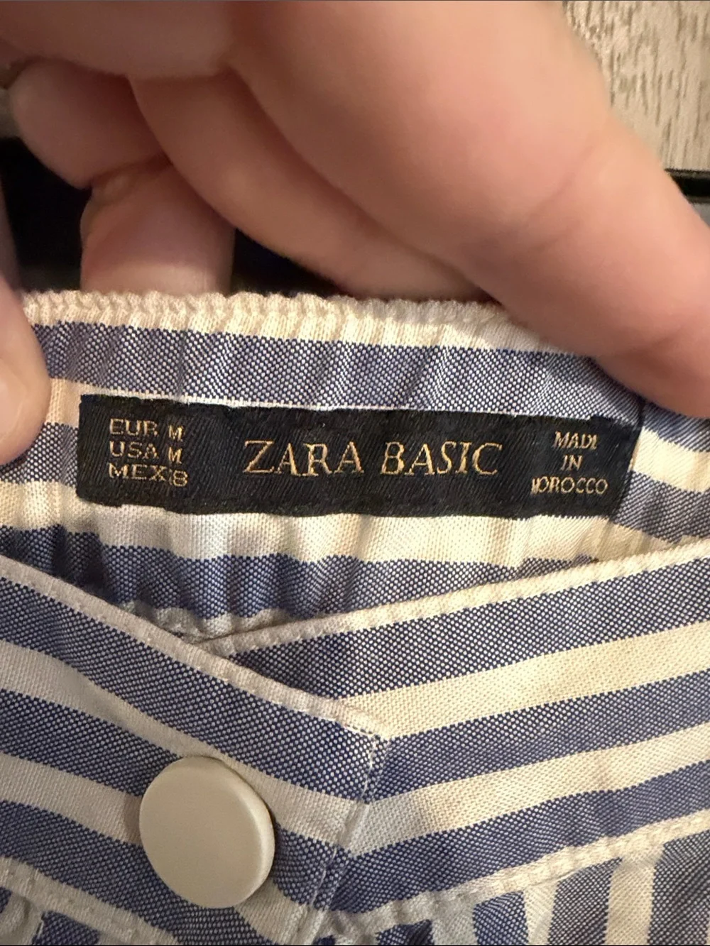 Zara Blue and White Striped Button-Front Circle Skirt